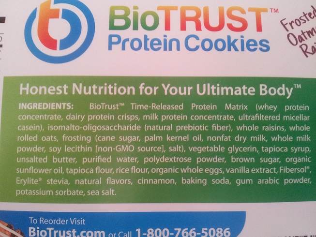 Biotrust Cookie Ingredients
